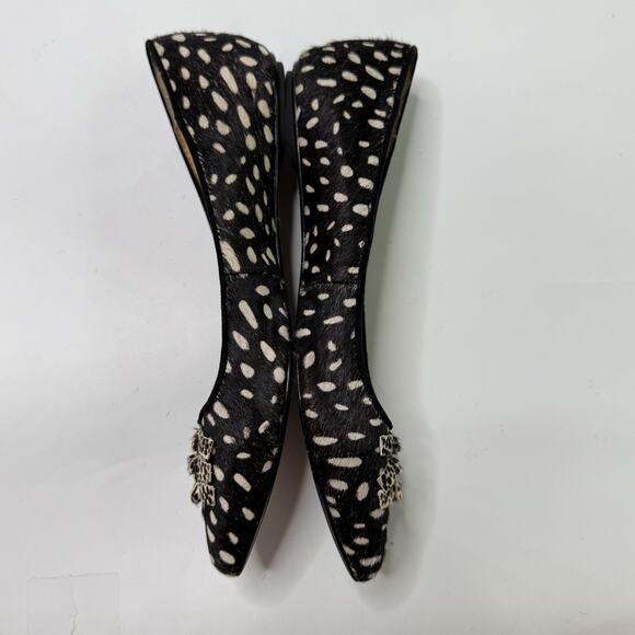 Pilcro Flats Shoes Size 6 Black Fawn Print Calf Hair Pointed Toe Deer Leopard - Picture 7 of 13